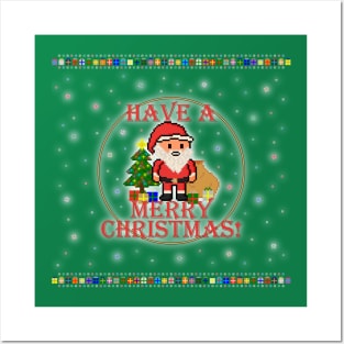 Have A Merry Christmas Santa! (Red Letters on Green) Posters and Art